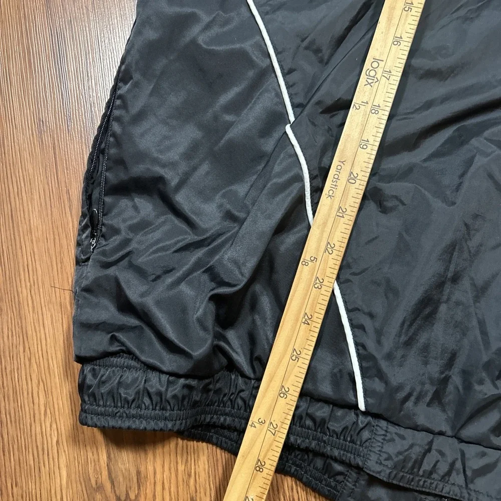 VTG 90s Adidas Windbreaker Jacket Black Full Zip 3 Stripe Chest Piping Size XL